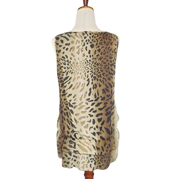 Y2k New Directions Drop Waist Long Leopard Print Tunic Top - Size Small - Picture 4 of 6